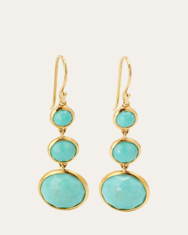 Lollitini 3-Stone Drop Earrings in 18K Gold